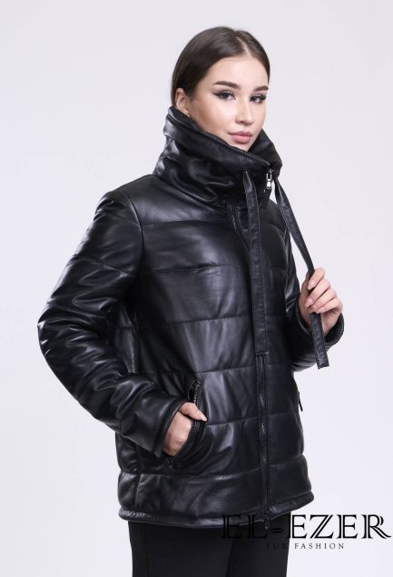 Кожаный пуховик (МОД-043КЖ)