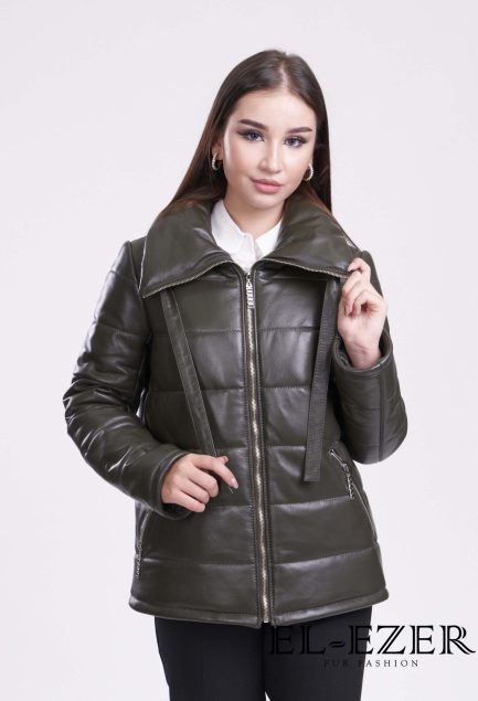 Кожаный пуховик (МОД-044КЖ)