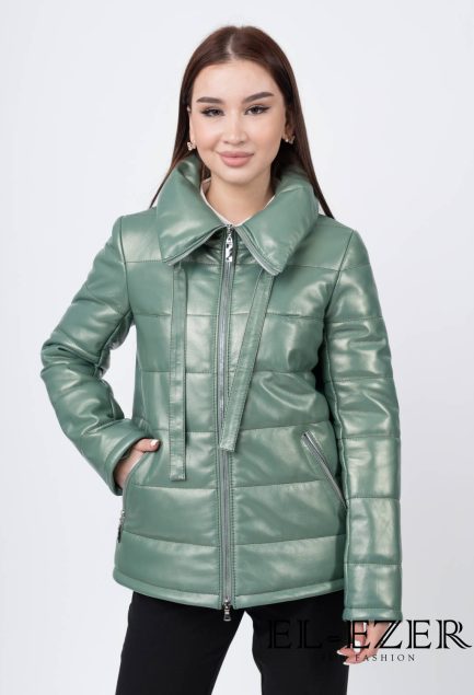 Кожаный пуховик (МОД-049КЖ)