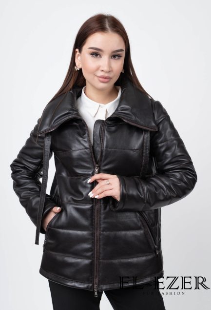 Кожаный пуховик (МОД-042КЖ)