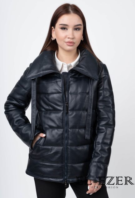 Кожаный пуховик (МОД-051КЖ)