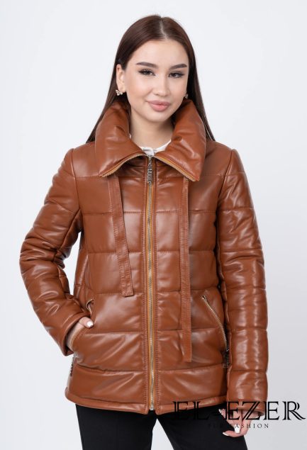 Кожаный пуховик (МОД-046КЖ)