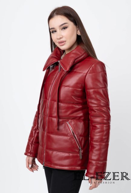 Кожаный пуховик (МОД-047КЖ)